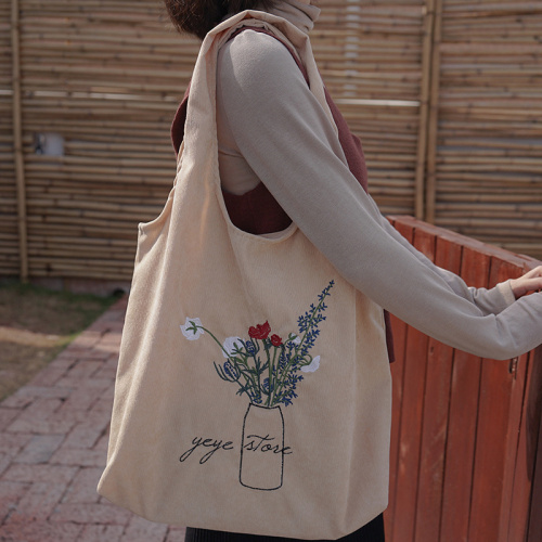 Flowers Embroidery patch Cloth Handbag Tote Shopping Bags