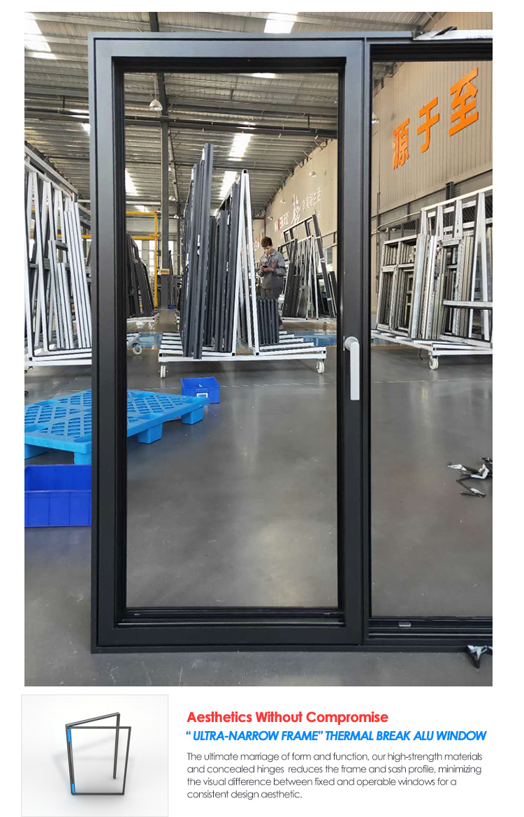 Latest Design Two Way Open Long slim aluminum profile Tilt And Turn Casement Glass Slim line window