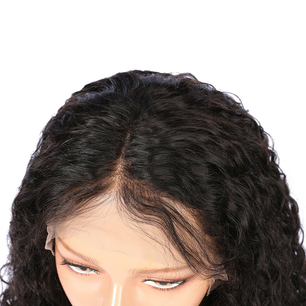 Eli Jerry Curly Front Full Lace Human Hair Wig Natural Black Long Curly Brazilian Hair Lace Wig For Women