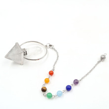 Crystal six angle colonne énergie pyramide chakra pendentif