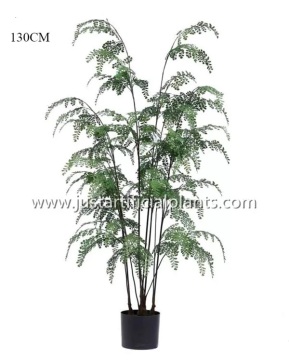 Potted Silk Ferns Iron Wire Plastic Natural