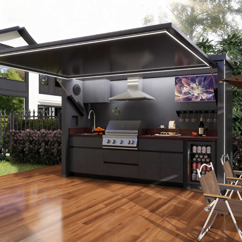 Elegant Compact Cooking Station for Mobile Outdoor Living