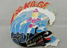 Zinc Alloy / Pewter Bo Ka Ge Carnival, Sport Enamel Medal By Die Casting, Gold Plating