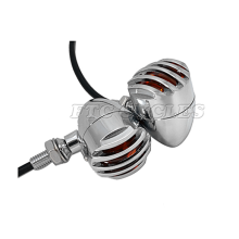 Chrome Classic Grilled Bobber Indicator Motorcycle Turn Signals