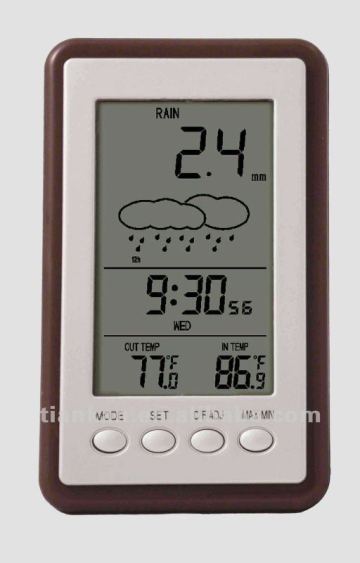 Electronic Rainfall Meter with RCC Time In/Outdoor Temperature