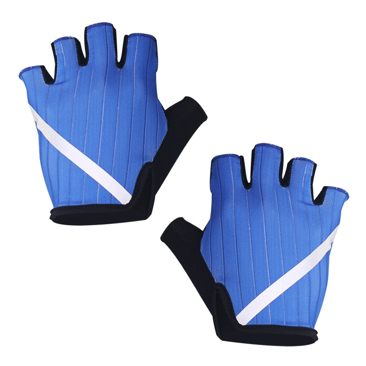 Reflective Cycling Gloves Shock Absorption Wear-Resistant Half-Finger Black Gloves