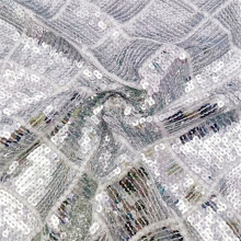 Textile Fancy Mirror Silver Round Sequin Fabrics