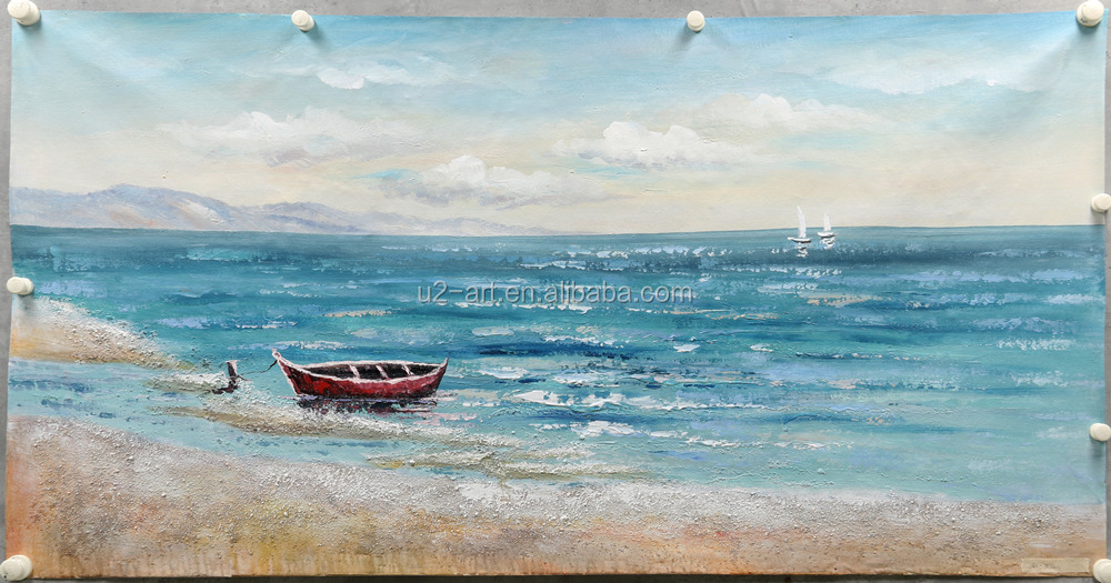 Wall Picture Home Decoration Textured Canvas Art Modern Abstract Seascape Oil Painting