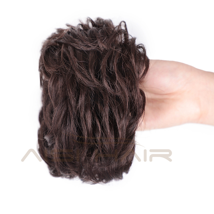 Aisi Hair Brazilian Human Hair Dark Brown Curly Chignon Bun Elastic Rope Rubber Band Hairpiece Clip In Extension For Women