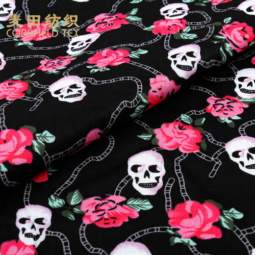 top quality useful cotton skull flower fabric