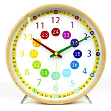 Customized Educational Wood Desktop Clock - Hot Selling Colorful 22CM Round Desk Clock for Children