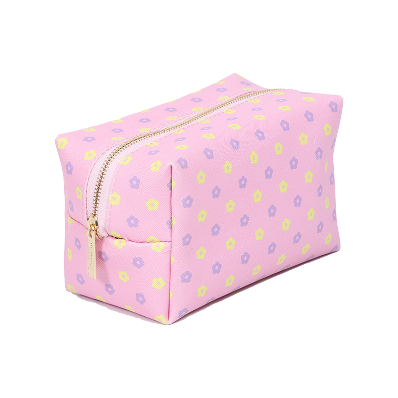 Zipper makeup bag Cross print PU twill makeup bag