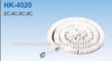 Hot Sell Tinsel Conductor White Telephone Handset Coiled Cord