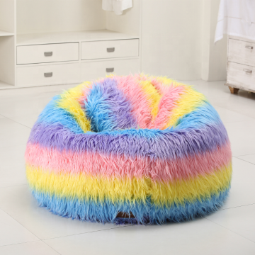 Rainbow Faux Fur Plush Bean Bag for Living Room