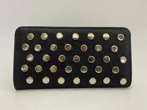 Black Rivet Wallets Lady Purse 2 Folds Wallets