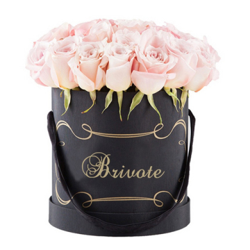 Black Decorative Paper Round Tube Flowers Box