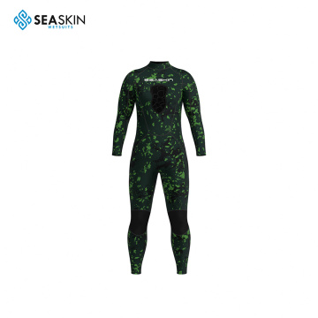 Seaskin 2mm Neoprene One Piece Wetsuit for Men Back Zip Long Sleeve Diving Suit