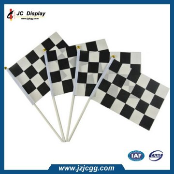 White Black Check Flag, F1 Racing Car Hand Flag, Plastic Handle Flag