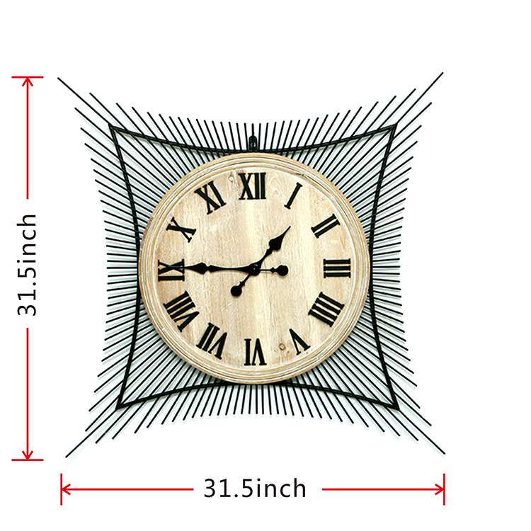 Trä och metall modern design lyxväggklocka