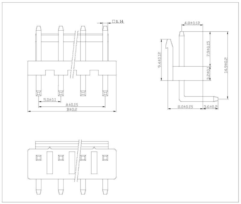 5.00 MM 90°Wafer Connector Series AW5001R-XP