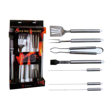 8pcs stainless steel bbq tool set color box