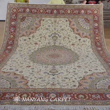 9'x12' Hand Knotted Wool Persian Qum Rug