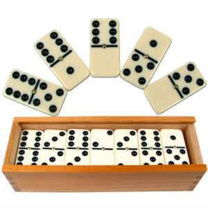 wholesale plastic domino blocks with wooden box