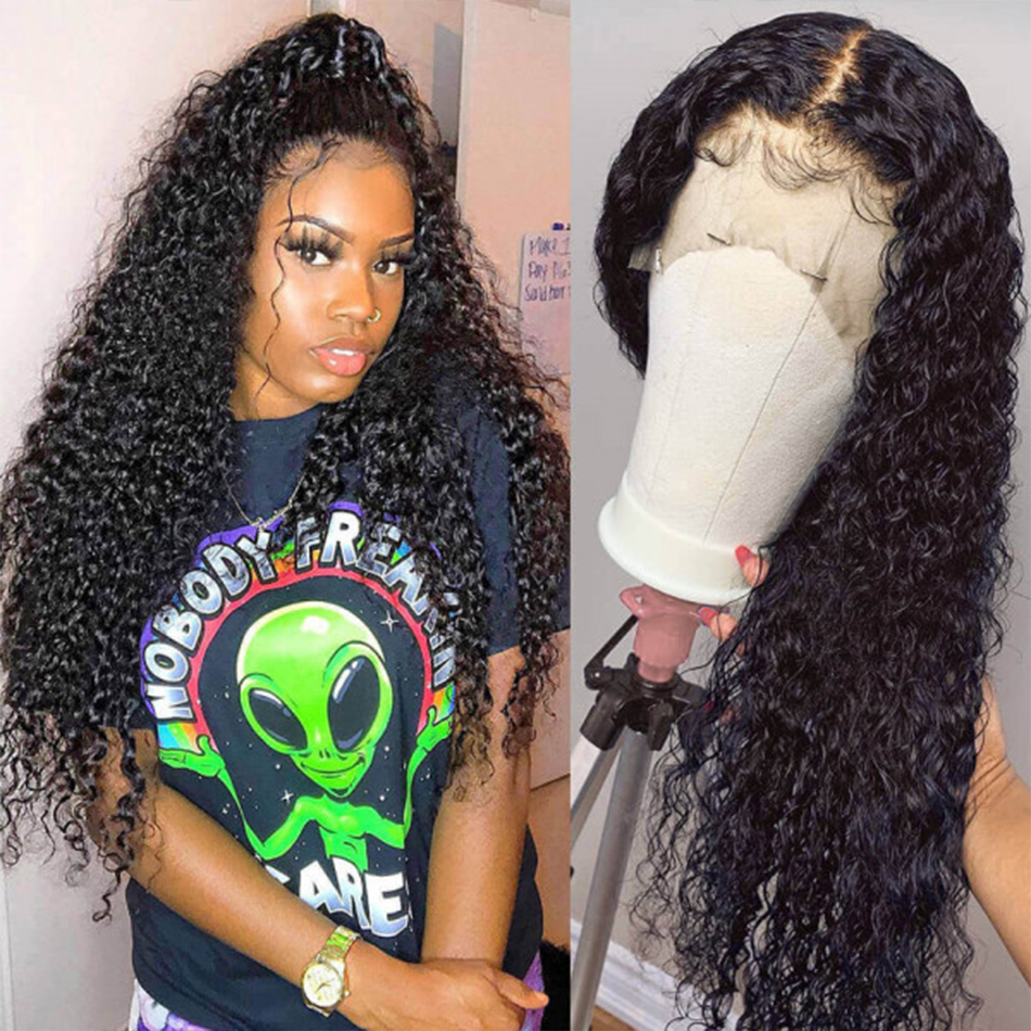 100% Human Hair Wigs Cuticle Aligned 13*4 Transparent Lace Front Wig  Curly hair  Wig For Black  Women