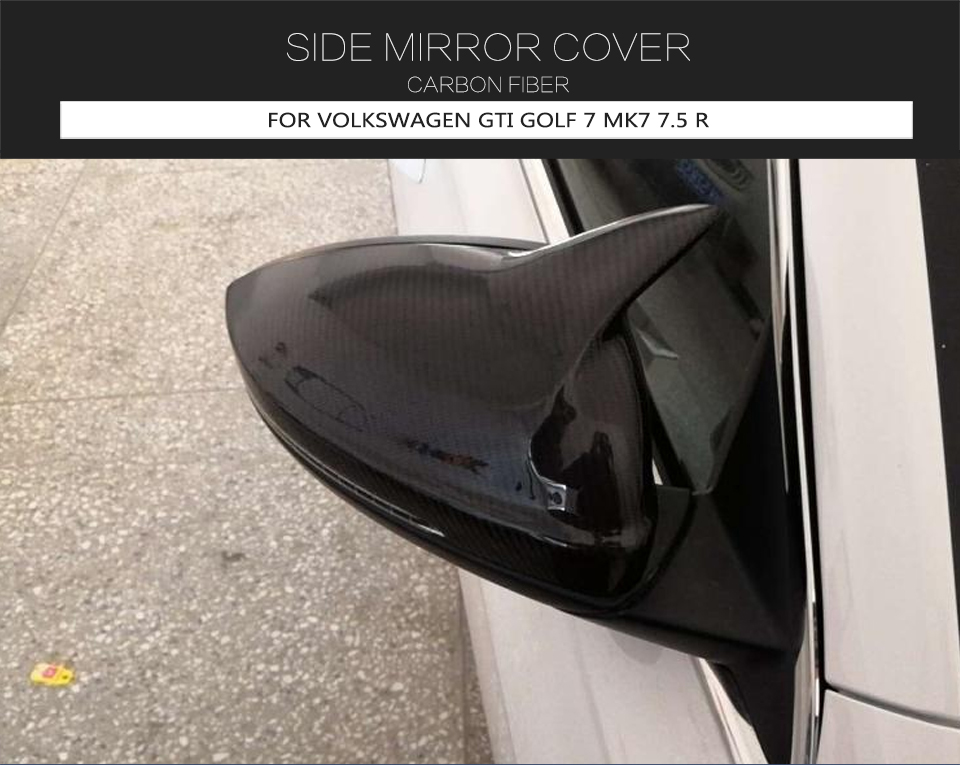 M style Carbon Fiber Rear Side View Mirror Cover for Volkswagen Golf 7 Mk7 7.5 13-19