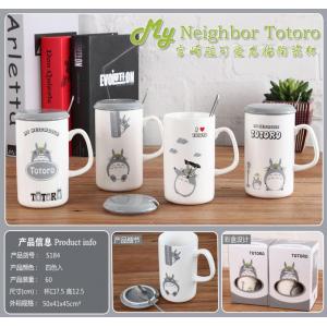 Lindo de Totoro de cerámica taza con tapa y cuchara
