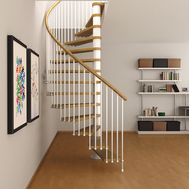 Prefabricated Straight stairs Steel Solid Wood Step Staircase With Glass Railing Stairway Design