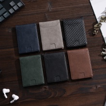 Embossed Designer Mini Wallets, Carbon Fiber, Leather Wallets for Men - Genuine Billeteras