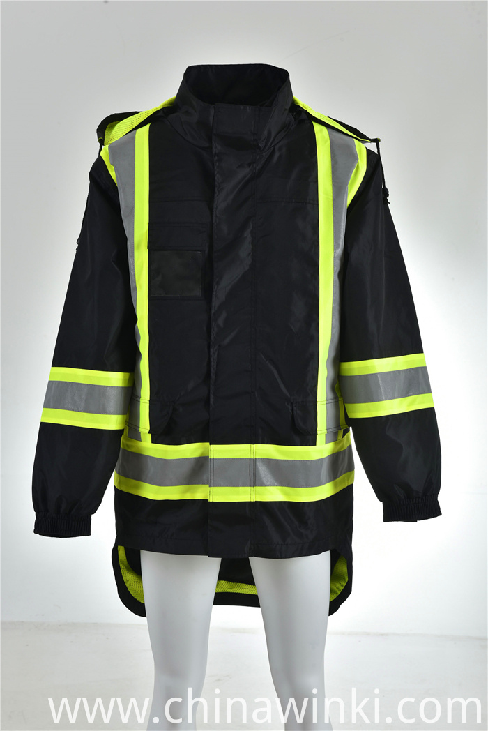 Hi Vis Class 3 Hooded Bomber Winter Safety Jacket Reflective