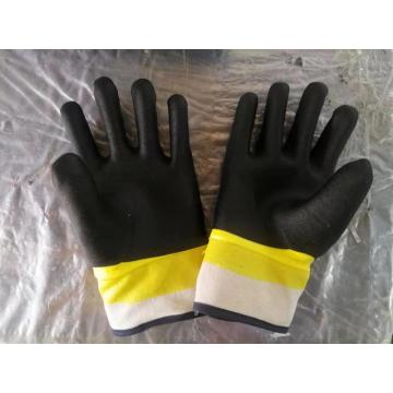 Guantes recubiertos de PVC del acabado arenoso de dos colores