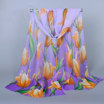 Wholesale Floral Printed Spring Autumn Chiffon Scarf Shawl