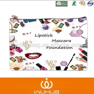 factory WUHUA bright and vibrant canvas lipstick bag/cosmetic bag for promotion