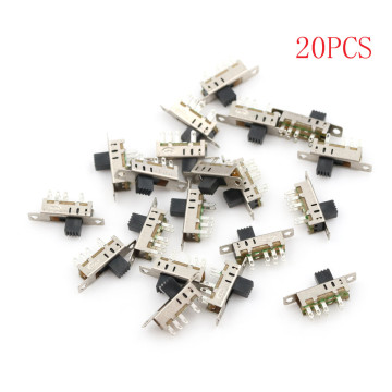 Wholesale 20Pcs/lot SS23E04 Double Toggle Switch 8 Pins 3 files 2P3T DP3T Handle high 5mm small slide switch