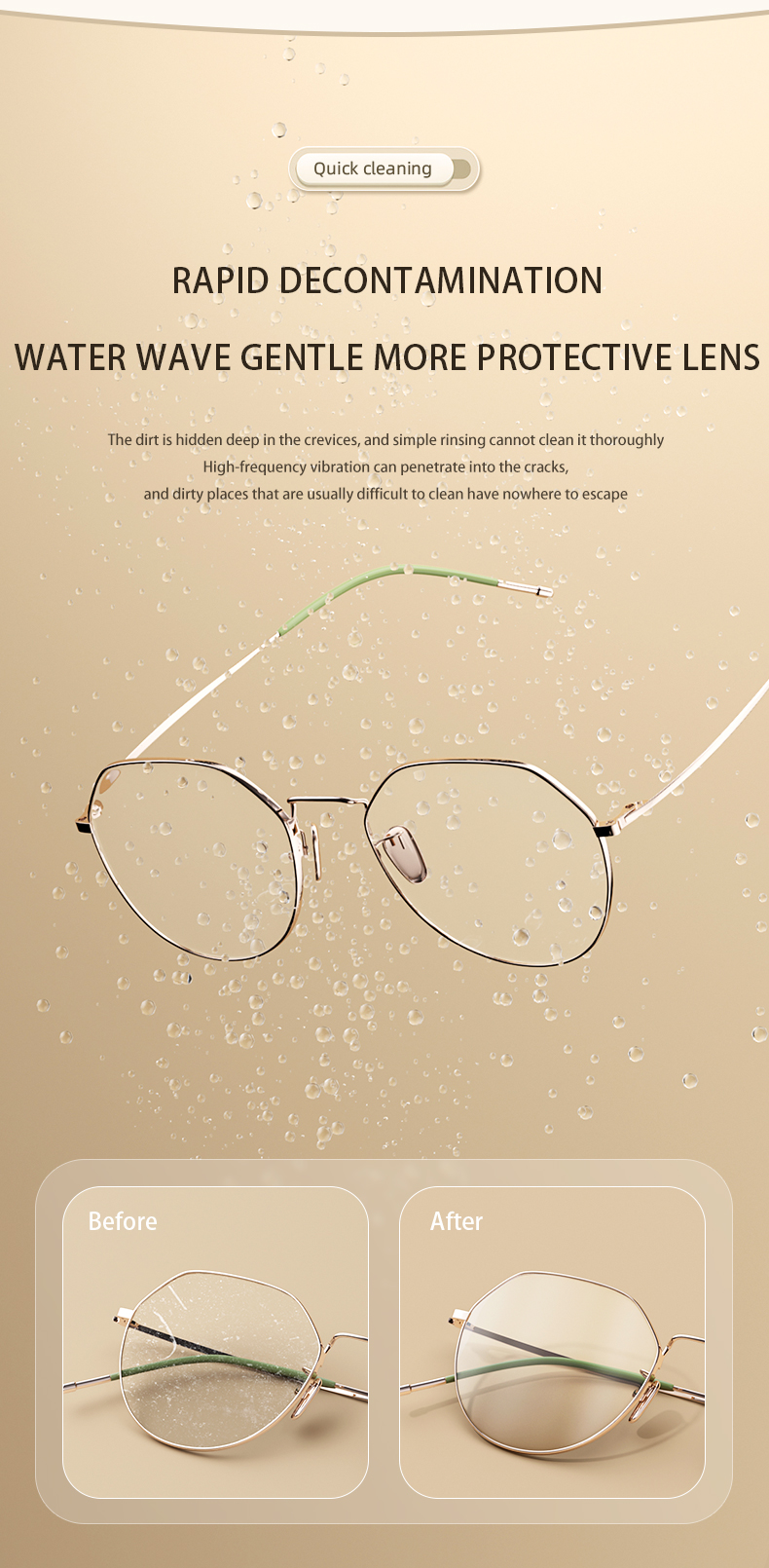 Multi-Function Makeup Tools Jewelry Cleaner Glasses Cleaning Box High Frequency Ultrasonic Cleaner