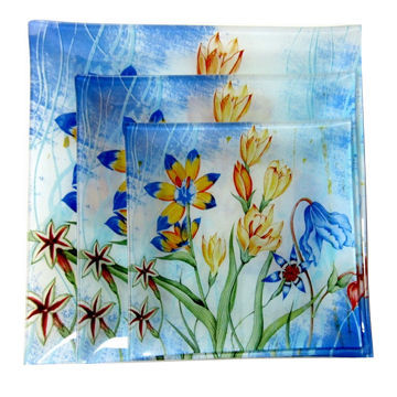 Heat-bent Glass Plates with Deal Printing