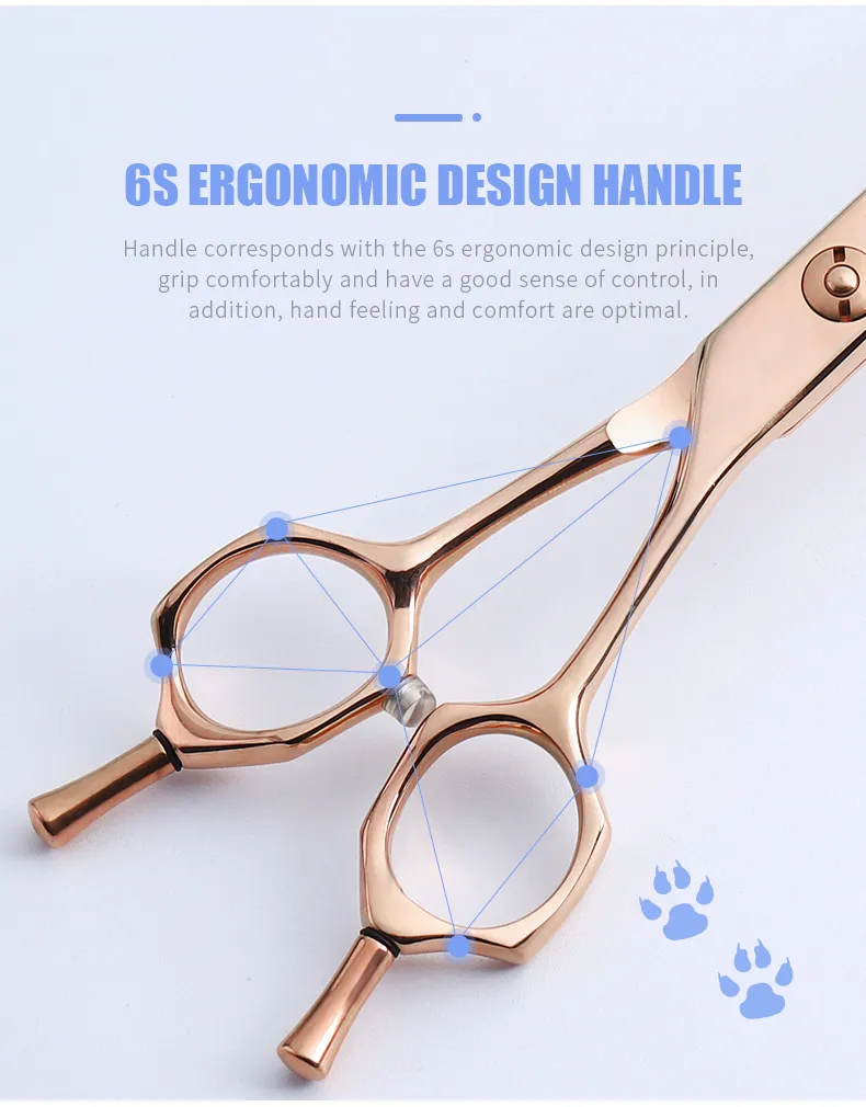 7.5inch Japanese Vg10 Steel Rose Gold Pet Hair Scissor Master Craftsmen Handmade Dog Grooming Scissors