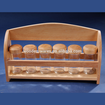 6 container kitchen wood utility spice rack set