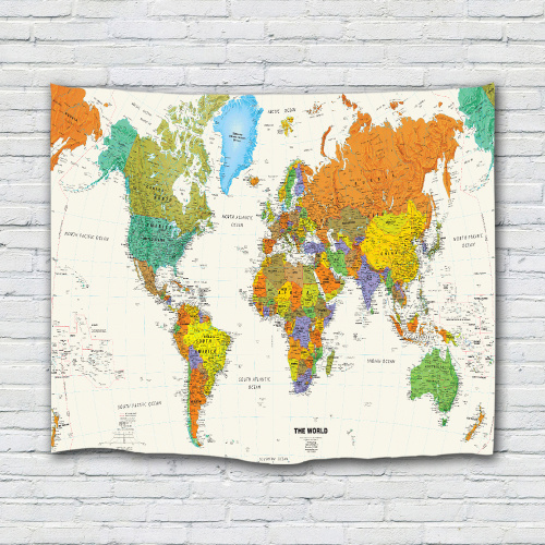 Map Wall Tapestry Detailed World Map Globe Tapestry Wall Hanging for Livingroom Bedroom Dorm Home Decor