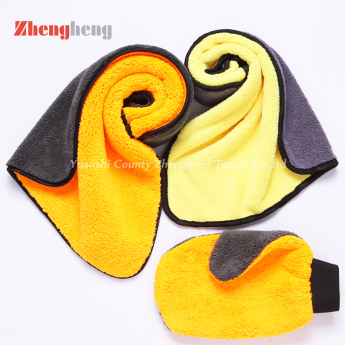 Composited Coral Fleece Microfiber Car Cleaning Gloves