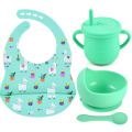 Set d&#39;alimentation pour bébé en silicone cuillère à bol de bavette