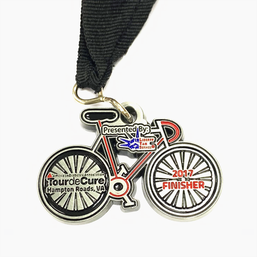 Silver Metal Bicycle Form Finisher Medal