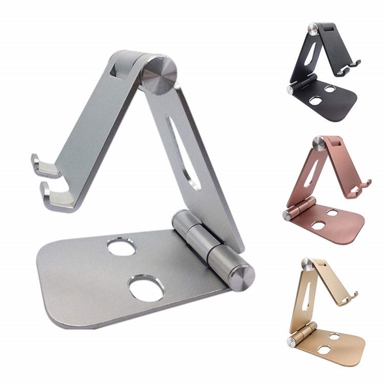 Rotating adjustable alloy desk smartphone mobile phone roller holder table metal stand 270-degree rotation aluminum