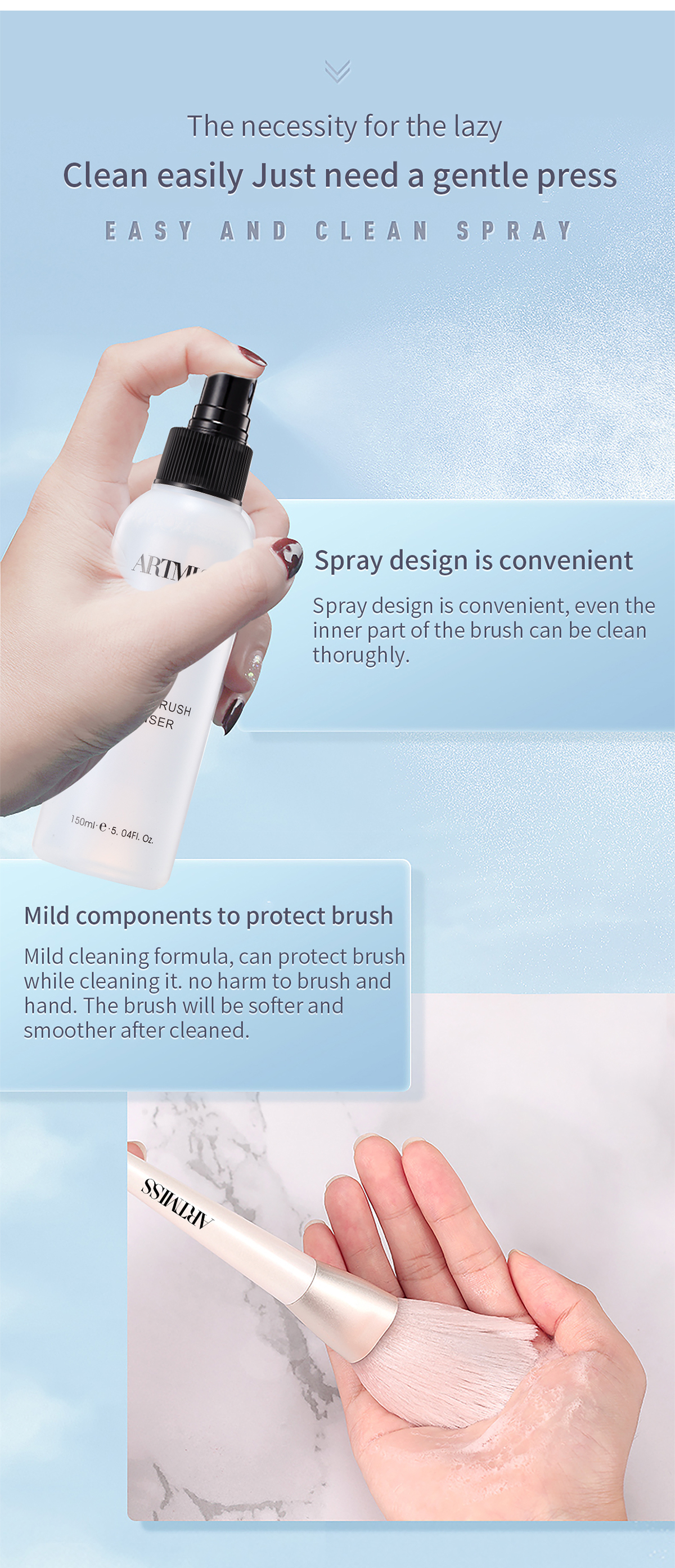 Private Label Liquid Face Makeup Brush Cleanser Spray