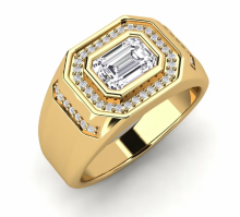 Floral Jewelry 18K Lab Diamond Men's Ring
