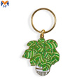 Customized metal enamel cactus plant keychain