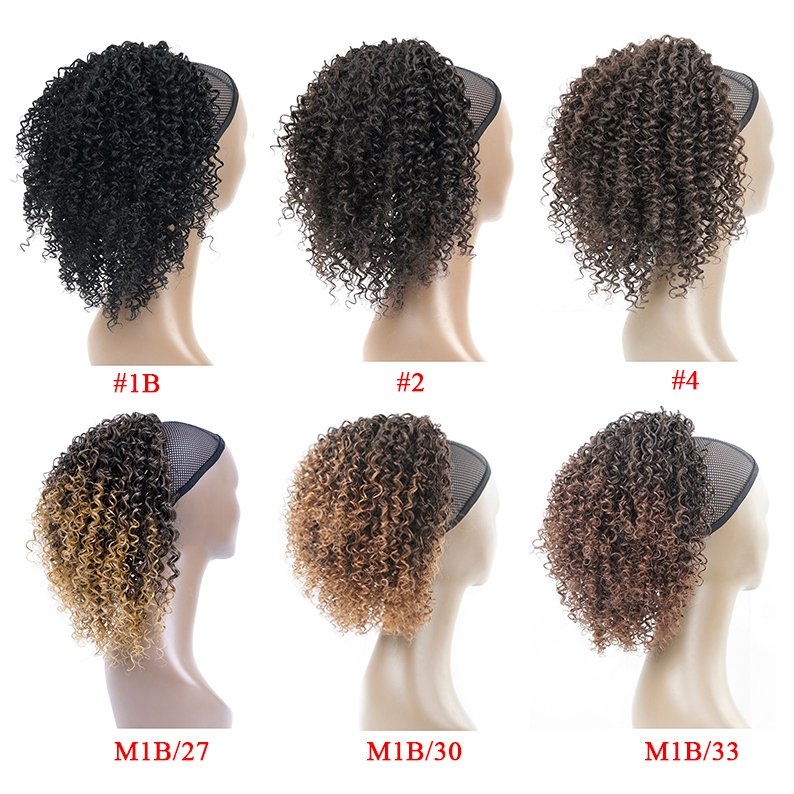 Draw Puff Afro Kinky Curly ponytail African American Short Wrap Synthetic clip in ponytail Hair Extensions